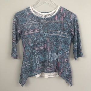 Beautees Blue & Pink LW Sweater & Lace - Size M